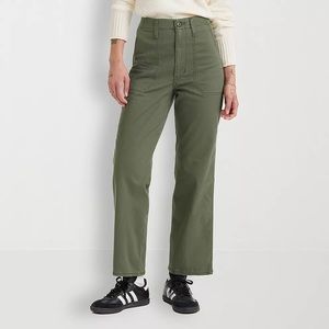 LEVI'S Women’s SIZE  29/27 SURPLUS OLIVE MID-RISE STRAIGHT LEG COTTON PANTS NWT